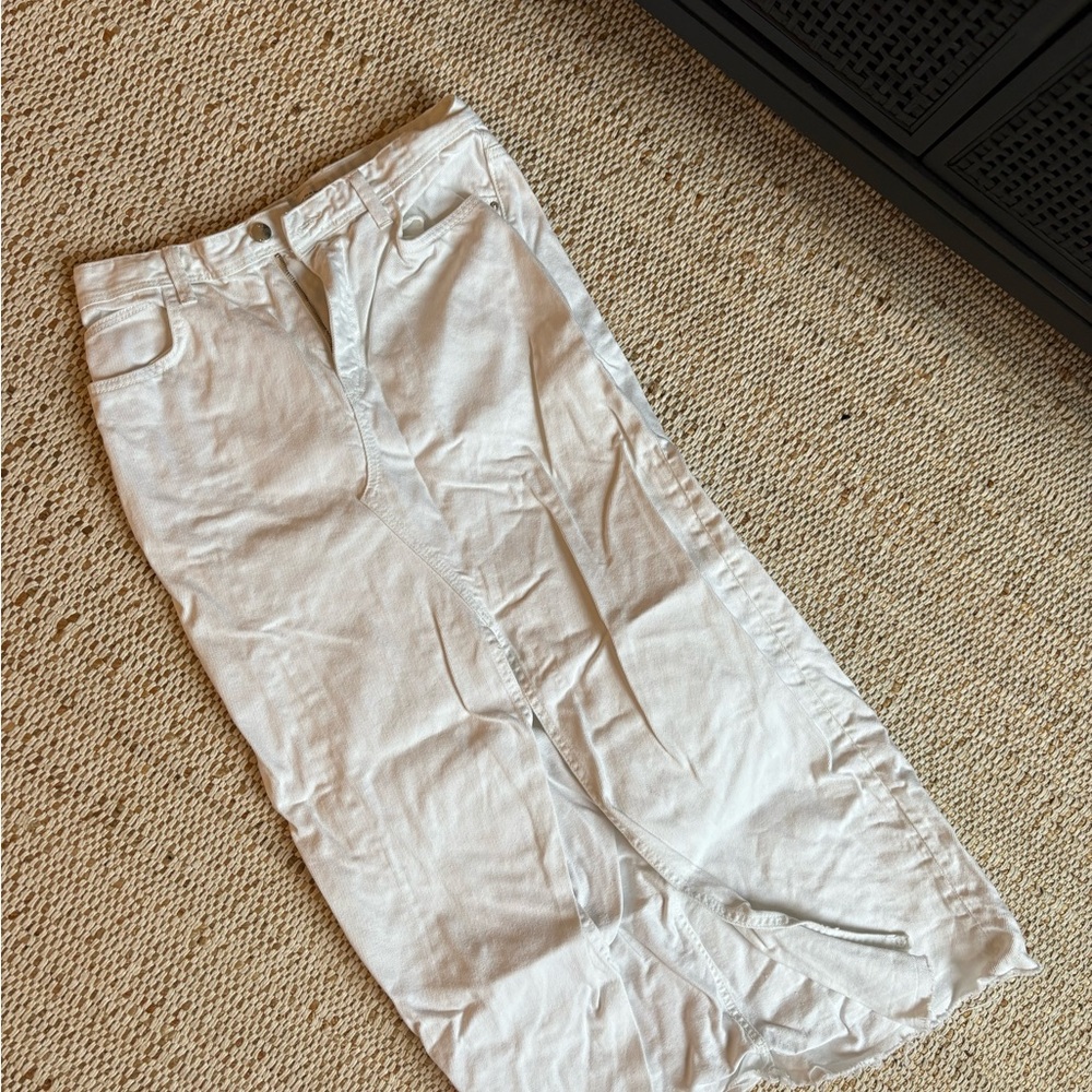 White Denim Maxi Skirt